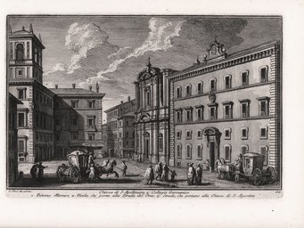 Giuseppe Vasi, Church of S. Apollinare and Collegio Germanico, ca. 1747, engraving, 330 x 210 mm (photo public domain) Giuseppe Vasi, Church of S. Apollinare and Collegio Germanico, ca. 1747, engraving, 330 x 210 mm (photo public domain)
