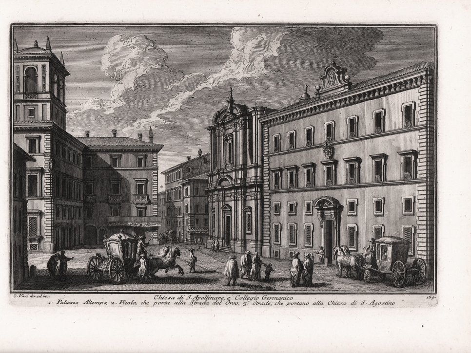 Giuseppe Vasi, Church of S. Apollinare and Collegio Germanico, ca. 1747, engraving, 330 x 210 mm (photo public domain)